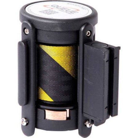 QUEUE SOLUTIONS Replacement Cassette For QueuePro 250 & SafetyPro 250 Belt Barriers, 11' Black/Yellow Belt PRO-CAS-YB110